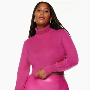 NEW WILFRED Rebecca Sweater Wool Vital Pink Turtleneck Crop Top Small S Aritzia